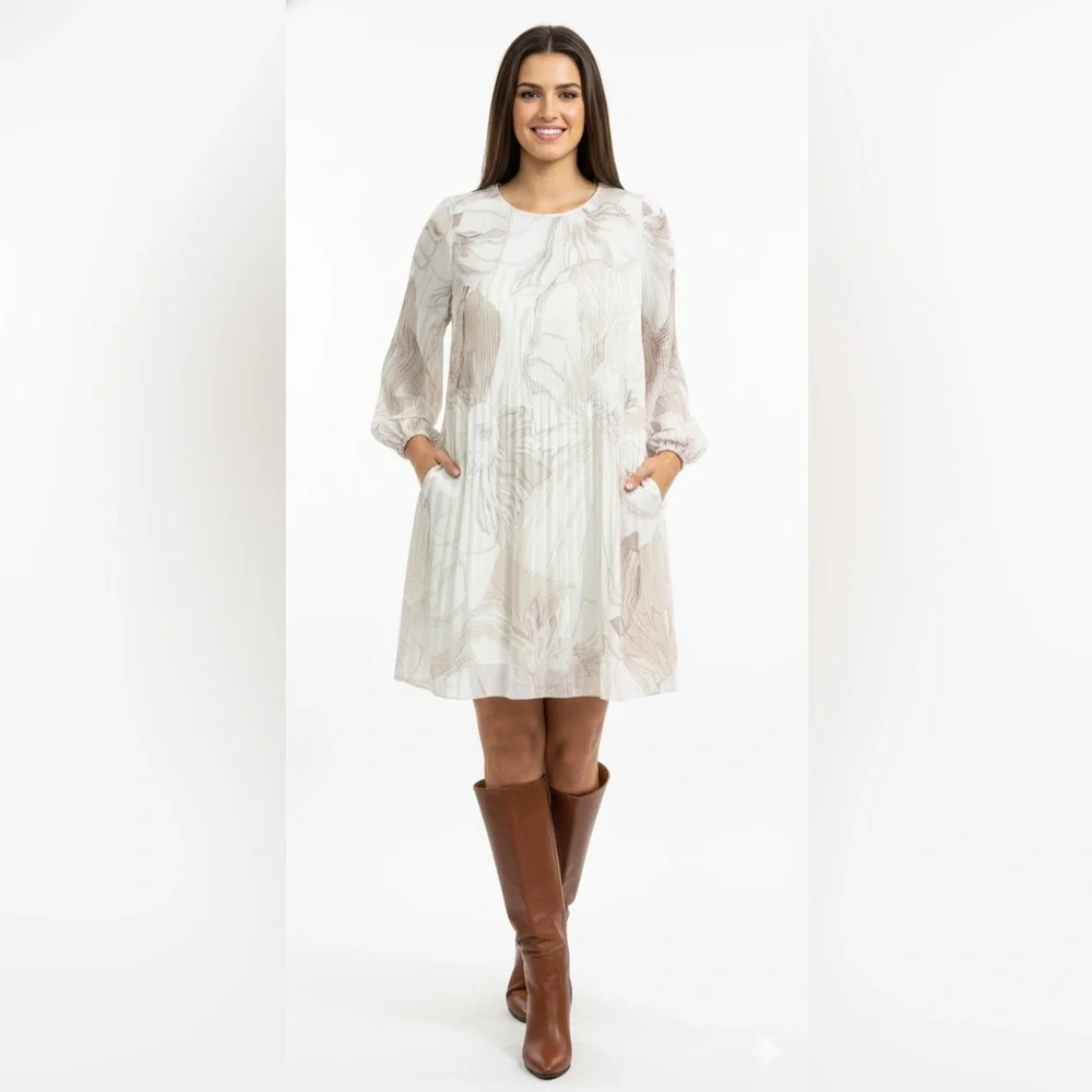 Aritzia Wilfred Daydreamer Mini Dress BIRCH BLANC/BOULEAU‎ PALE Floral Romance - Picture 3 of 10